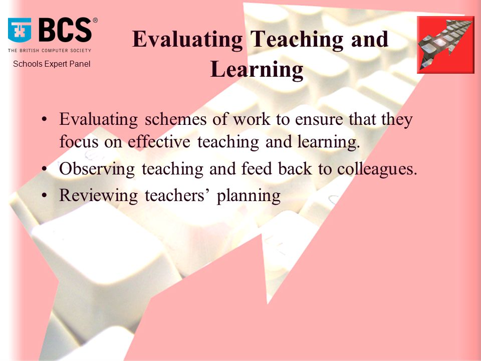 Schools Expert Panel Evaluating Teaching and Learning Evaluating schemes of work to ensure that they focus on effective teaching and learning.