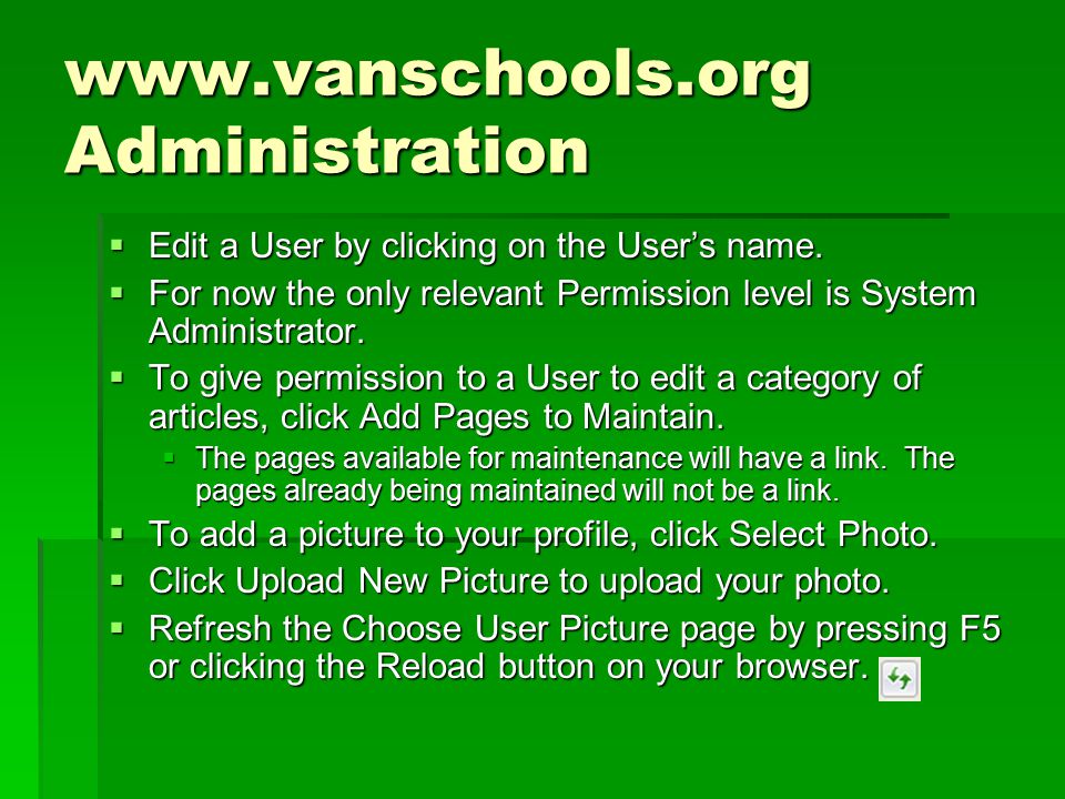  Edit a User by clicking on the User’s name.
