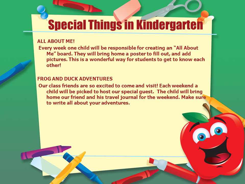 Special Things in Kindergarten ALL ABOUT ME.