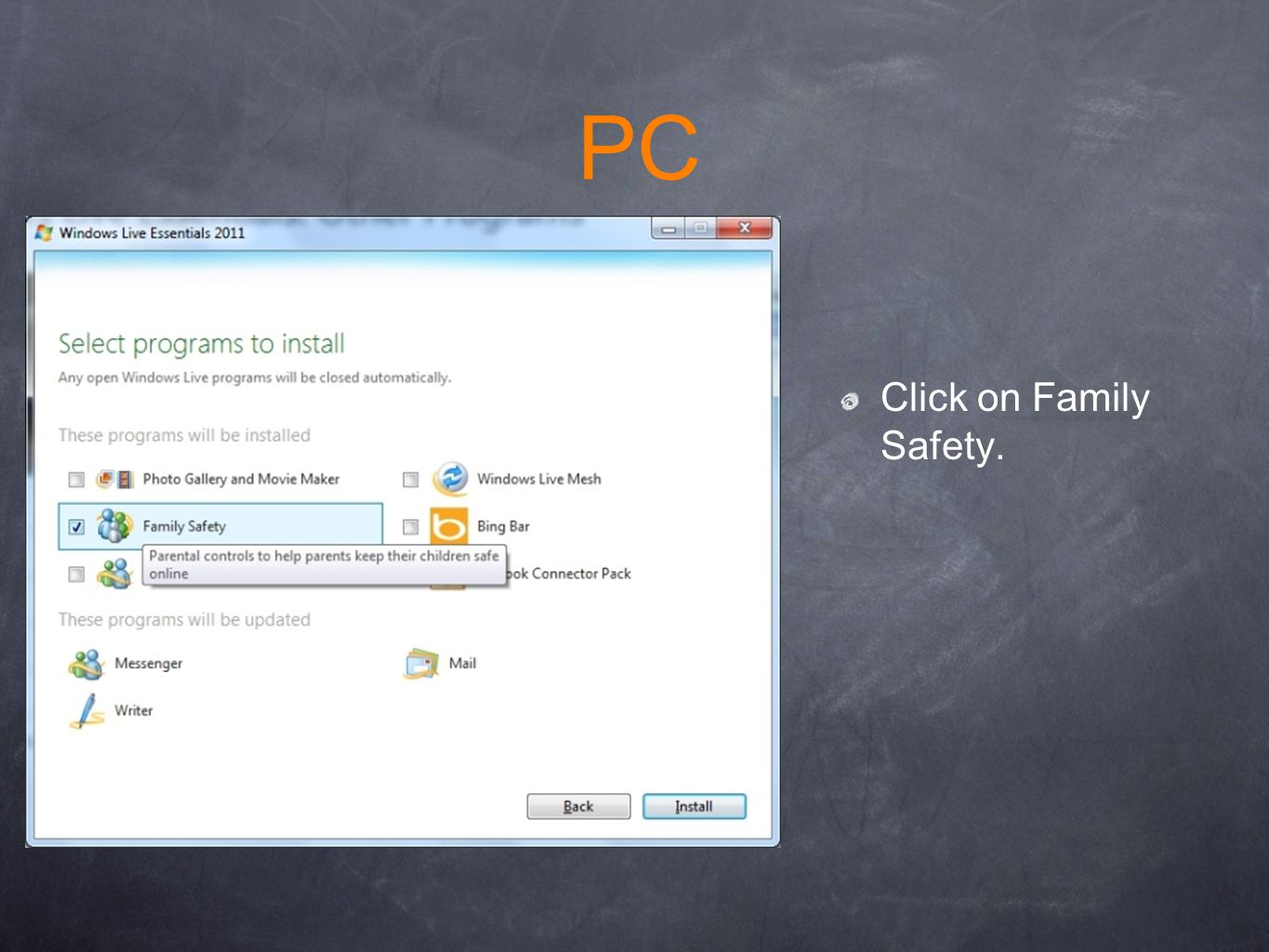 PC Click on Family Safety.
