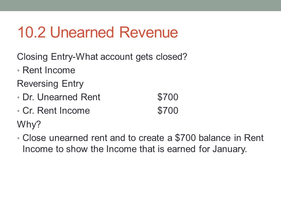 10.2 Unearned Revenue Closing Entry-What account gets closed.