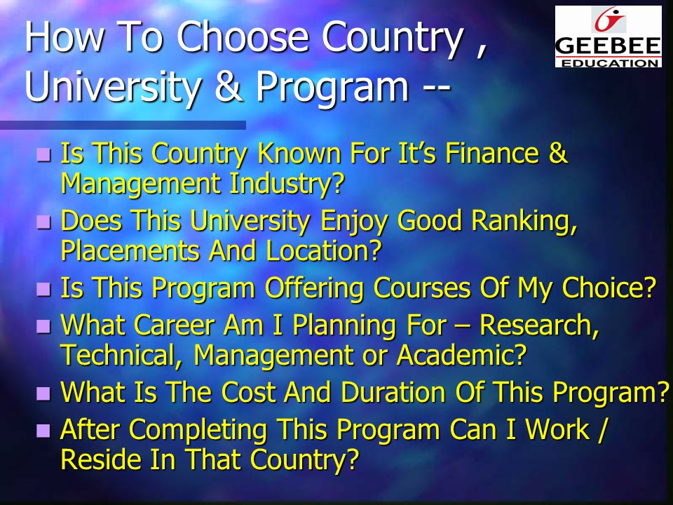 How To Choose Country, University & Program -- Is This Country Known For It’s Finance & Management Industry.