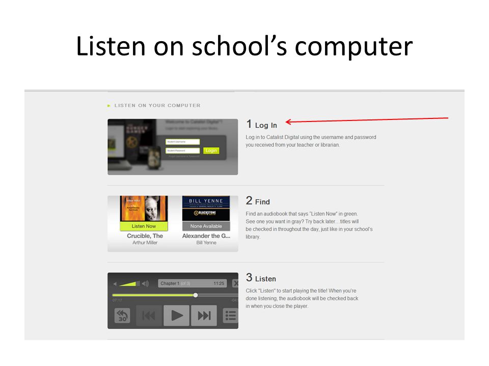 Listen on school’s computer