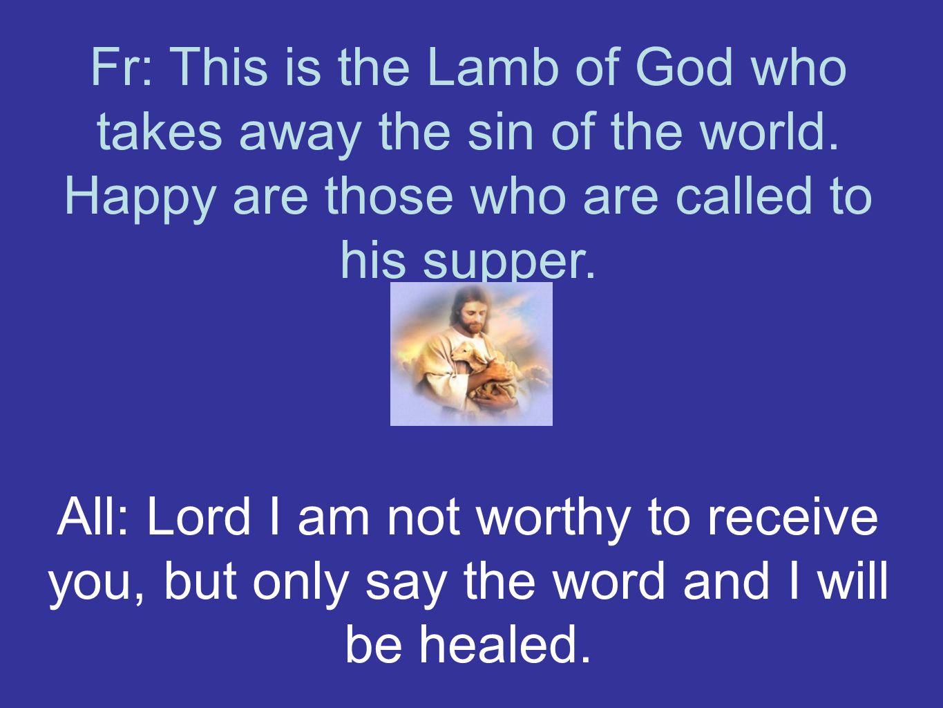 Fr: This is the Lamb of God who takes away the sin of the world.