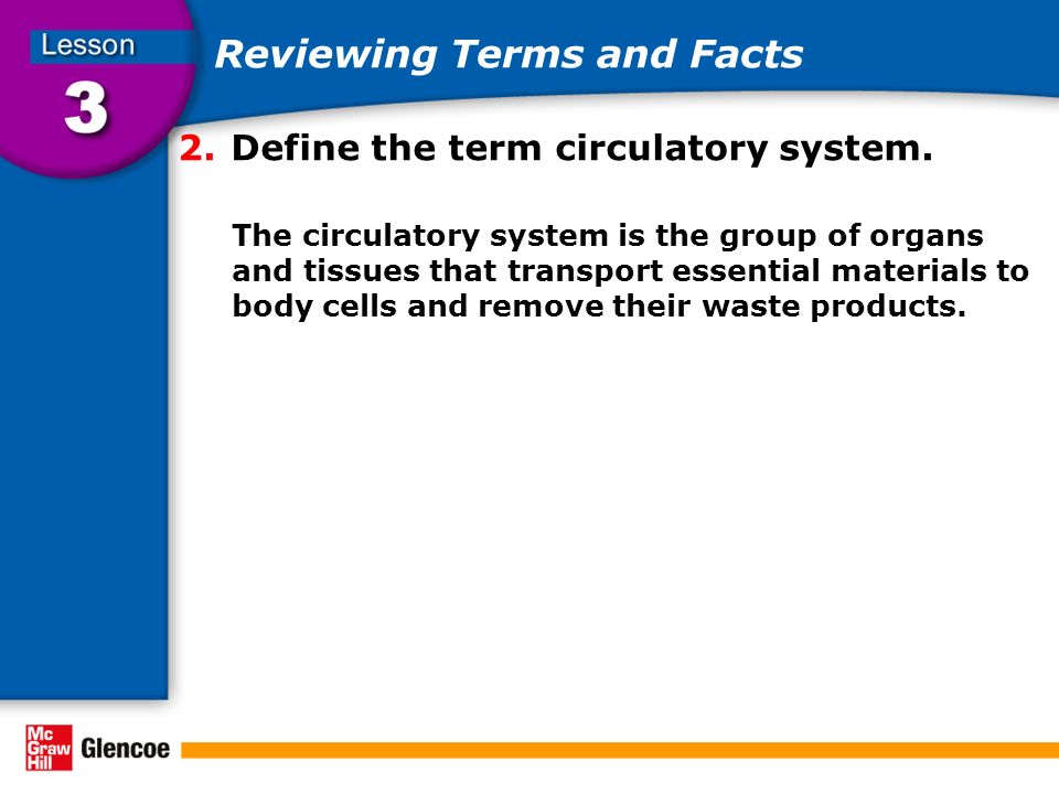 Reviewing Terms and Facts 2.Define the term circulatory system.