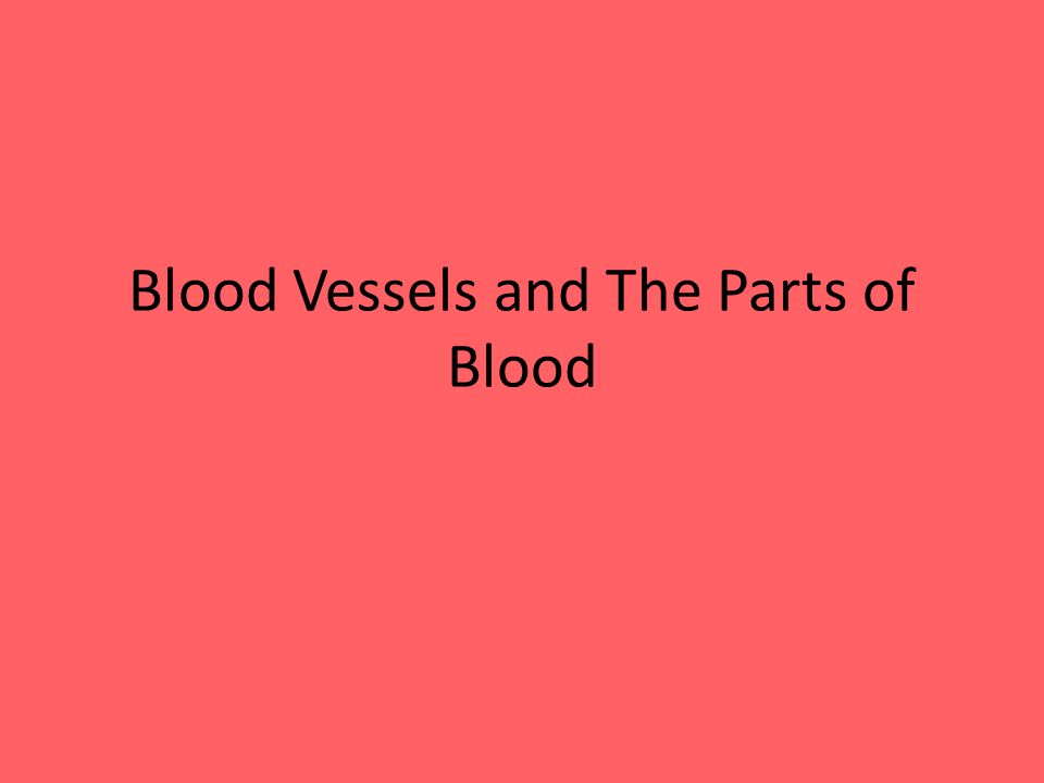 Blood Vessels and The Parts of Blood