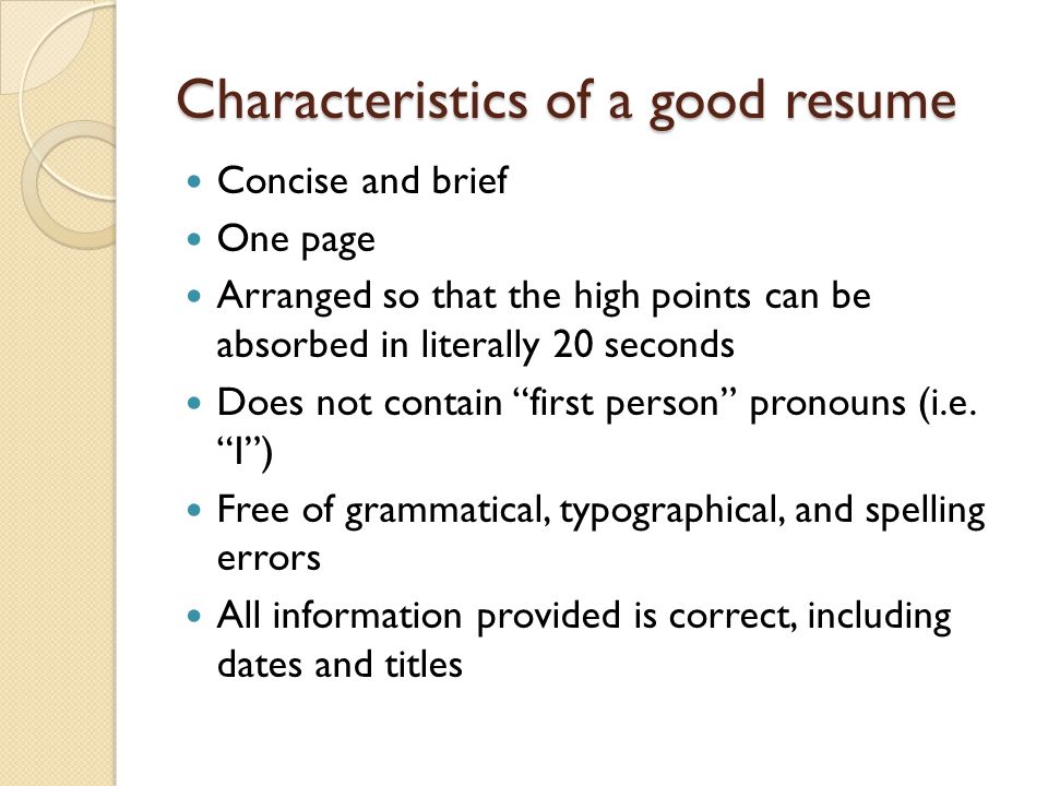 resume character traits