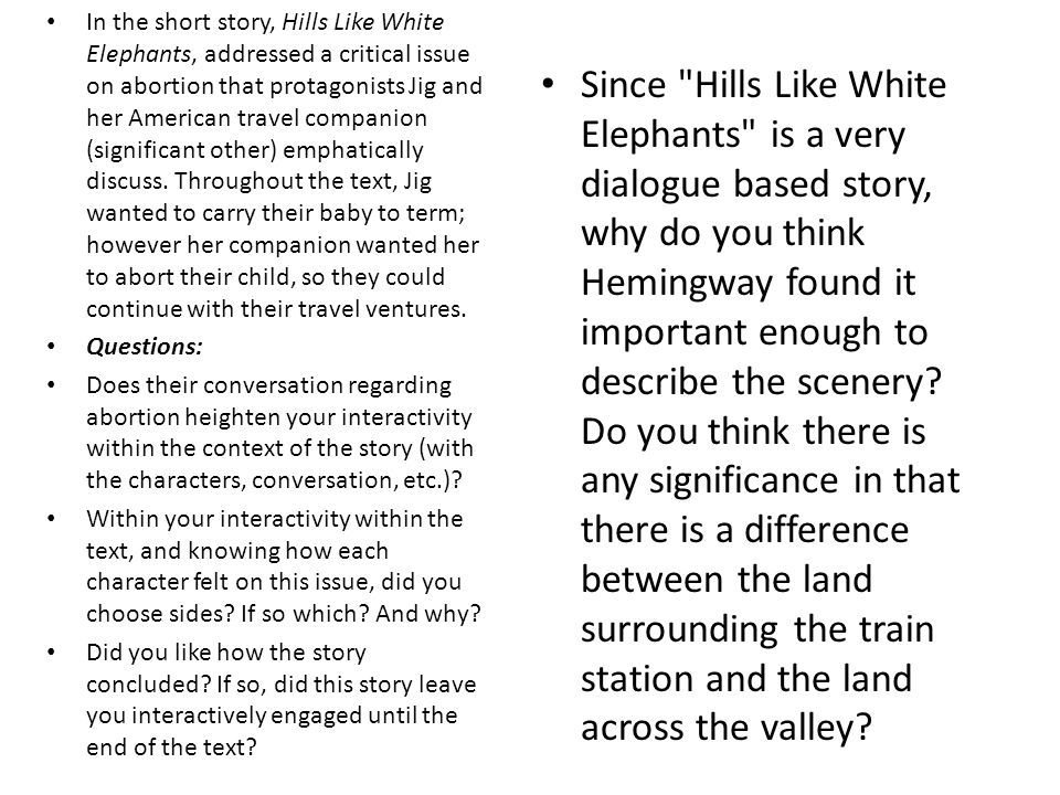 hills like white elephants criticism