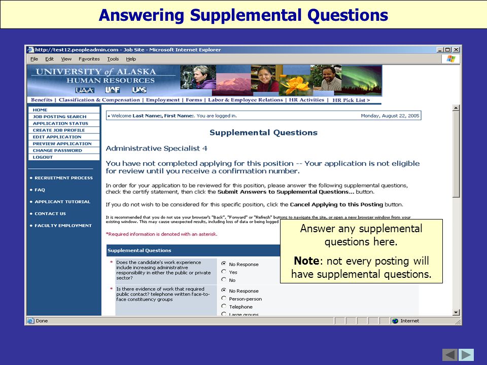 Answering Supplemental Questions Answer any supplemental questions here.