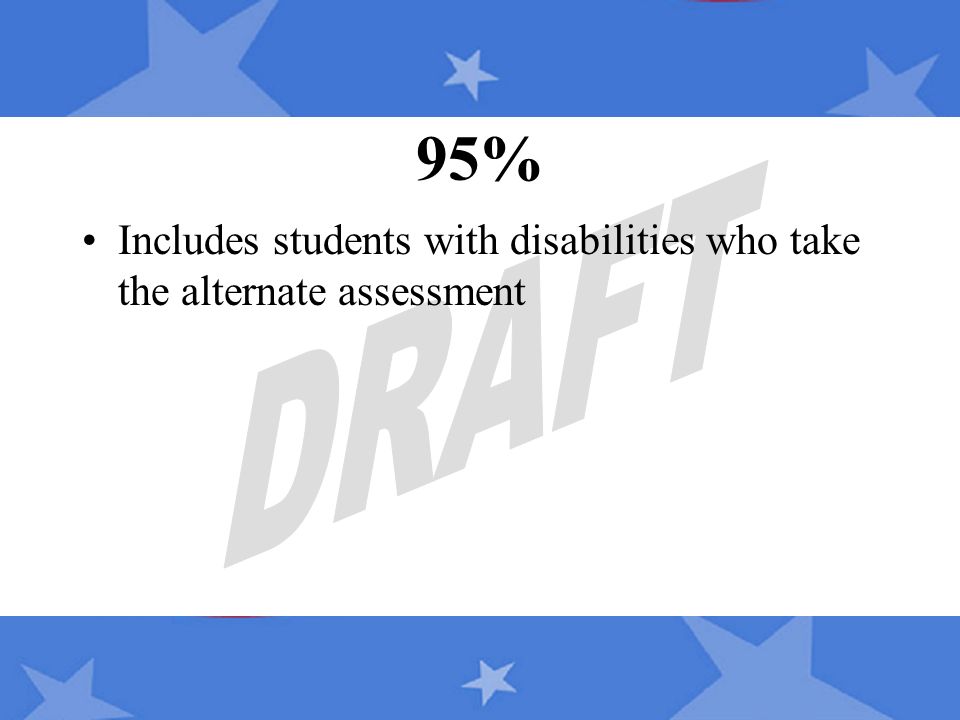 95% Includes students with disabilities who take the alternate assessment