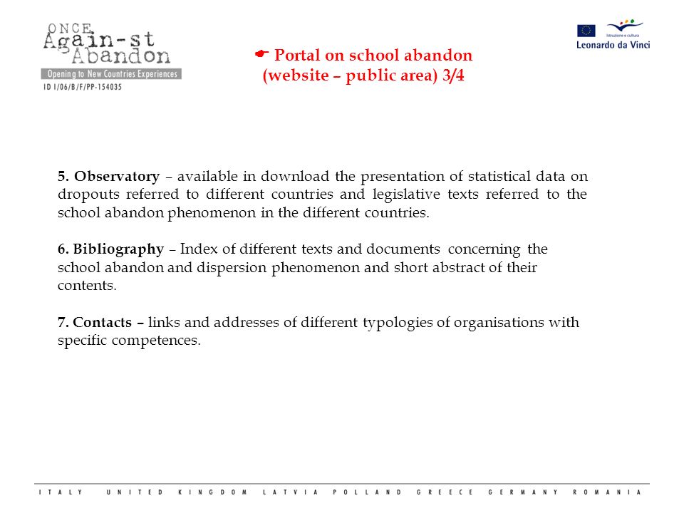  Portal on school abandon (website – public area) 3/4 5.