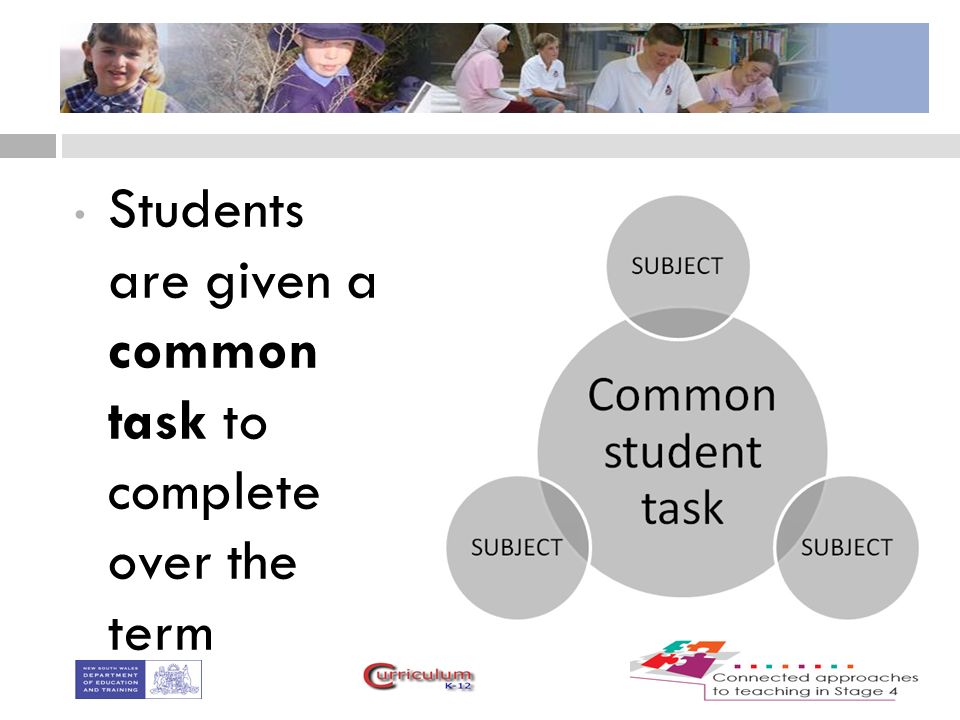 Students are given a common task to complete over the term