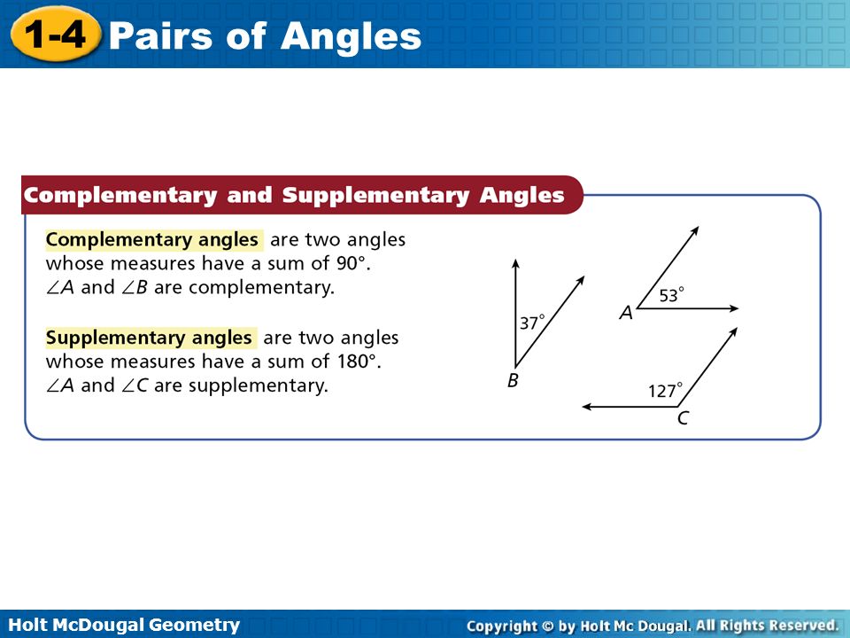 Holt Mcdougal Geometry 1 4 Pairs Of Angles 13 Holt Mcdougal Geometry 1 4 Pairs Of Angles
