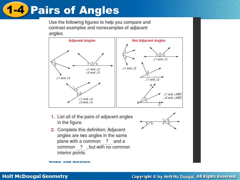 Holt Mcdougal Geometry 1 4 Pairs Of Angles 7 Holt Mcdougal Geometry 1 4 Pairs Of Angles Explore