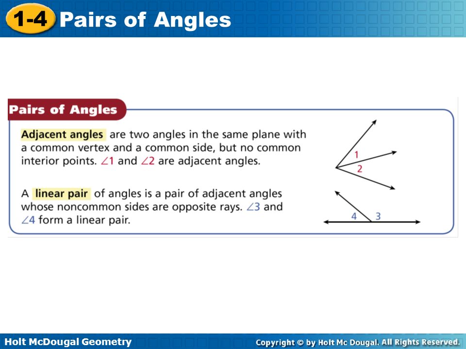Holt Mcdougal Geometry 1 4 Pairs Of Angles 8 Holt Mcdougal Geometry 1 4 Pairs Of Angles