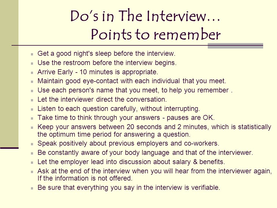 interview points