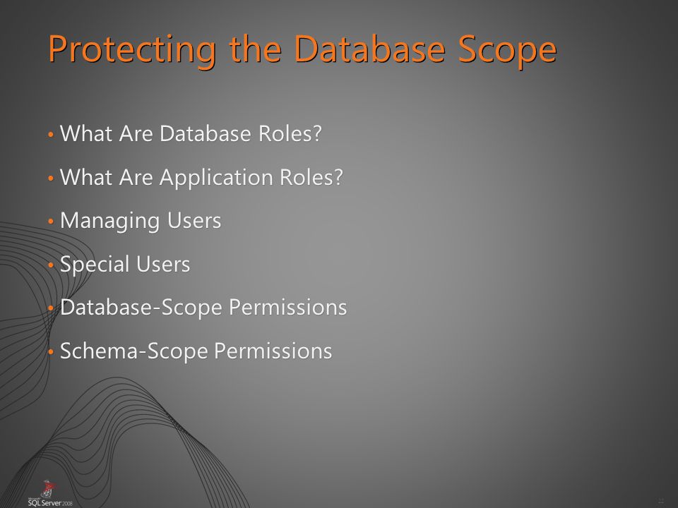 22 What Are Database Roles. What Are Database Roles.