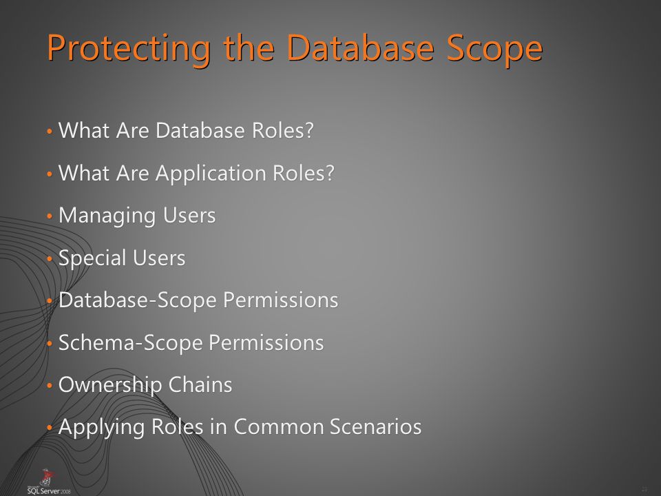 23 What Are Database Roles. What Are Database Roles.
