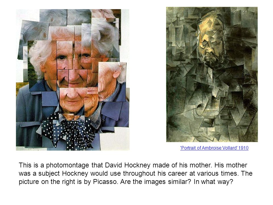 This is a photomontage that David Hockney made of his mother.