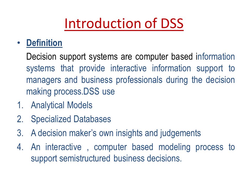 Decision support system case study+mis