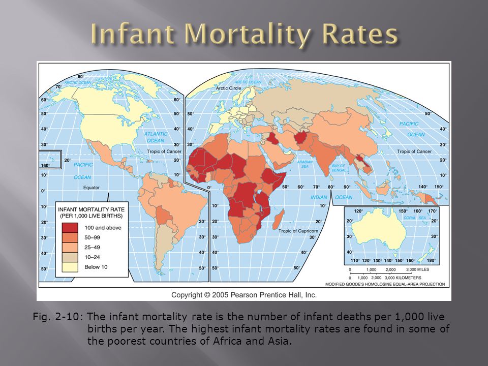 Fig. 2-10: The infant mortality rate is the number of infant deaths per 1,000 live births per year.