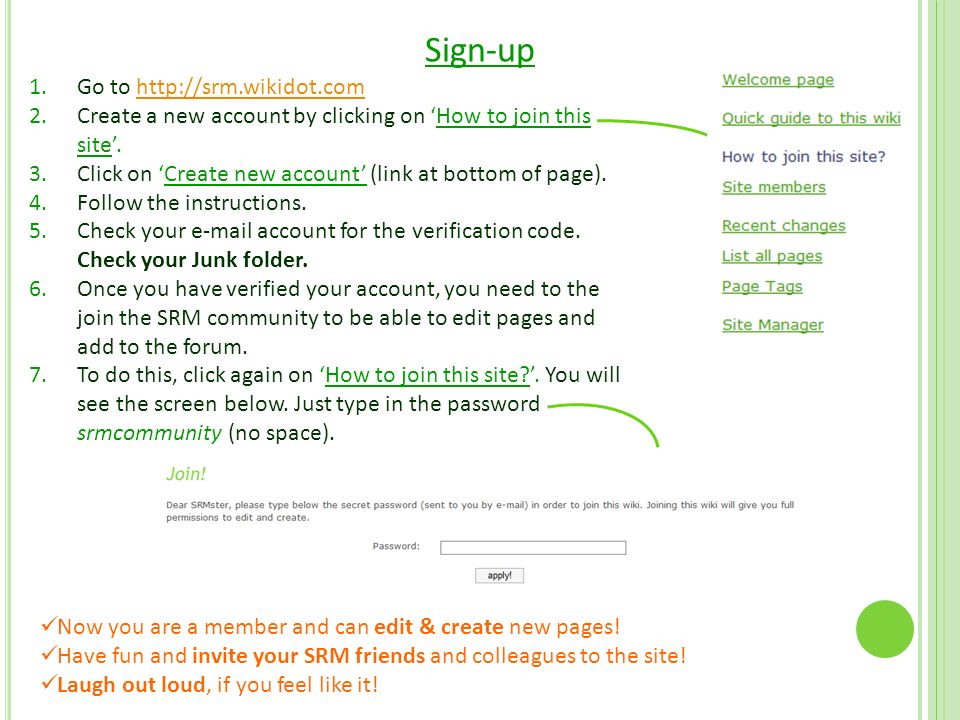 1.Go to   2.Create a new account by clicking on ‘How to join this site’.