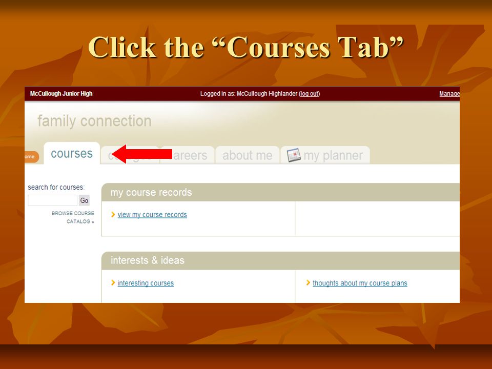 Click the Courses Tab