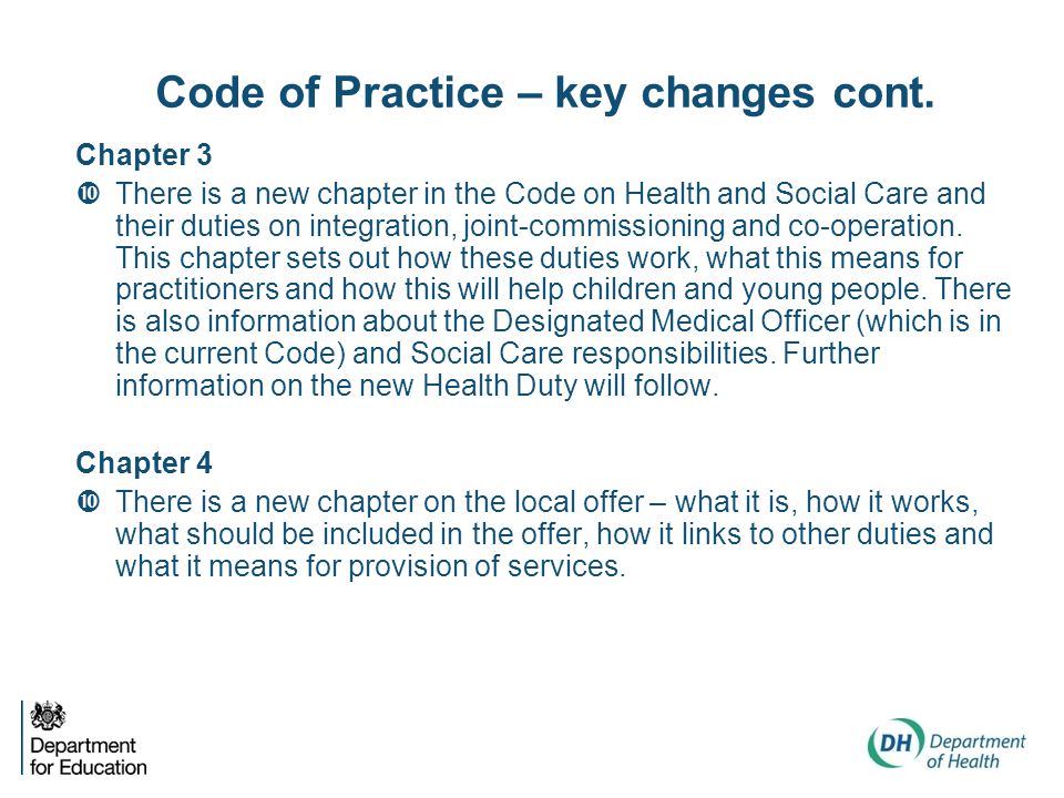 Code of Practice – key changes cont.