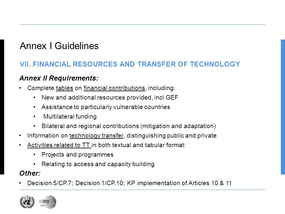 Annex I Guidelines VII.