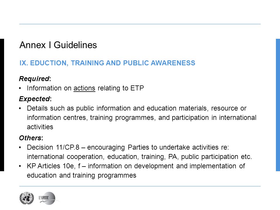 Annex I Guidelines IX.