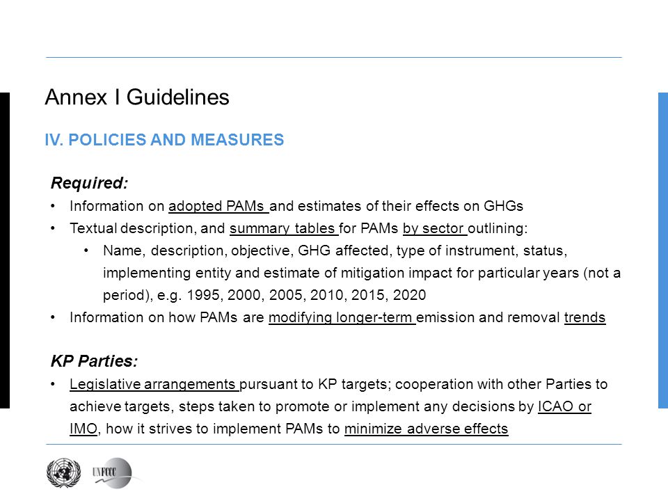 Annex I Guidelines IV.