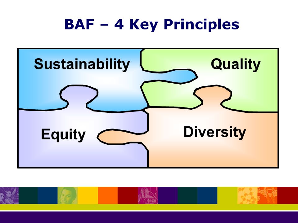 BAF – 4 Key Principles Diversity Equity SustainabilityQuality