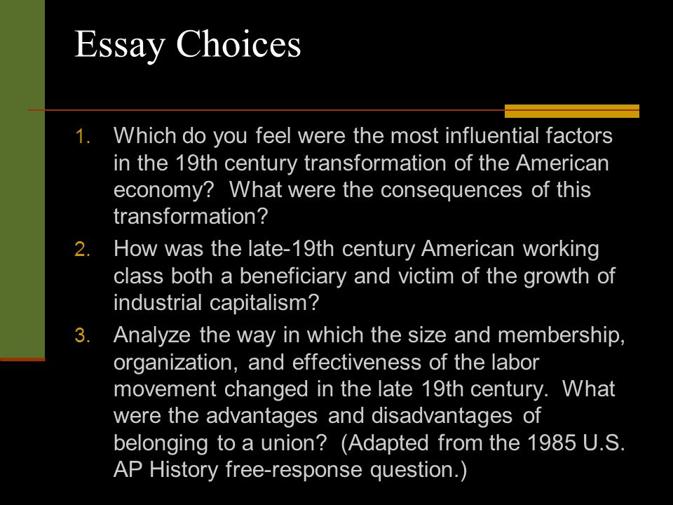 Apush gilded age essay questions