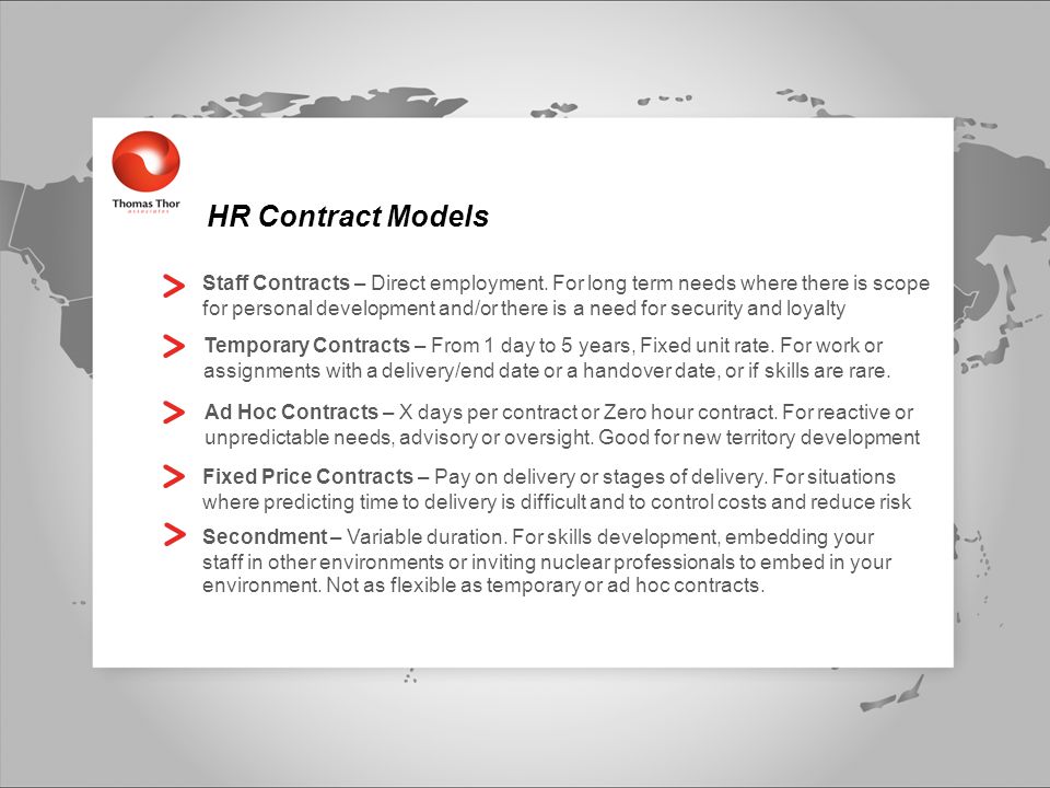 HR Contract Models Staff Contracts – Direct employment.