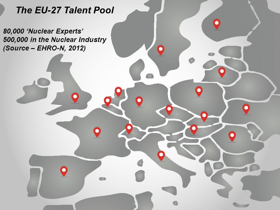 The EU-27 Talent Pool 80,000 ‘Nuclear Experts’ 500,000 in the Nuclear Industry (Source – EHRO-N, 2012)