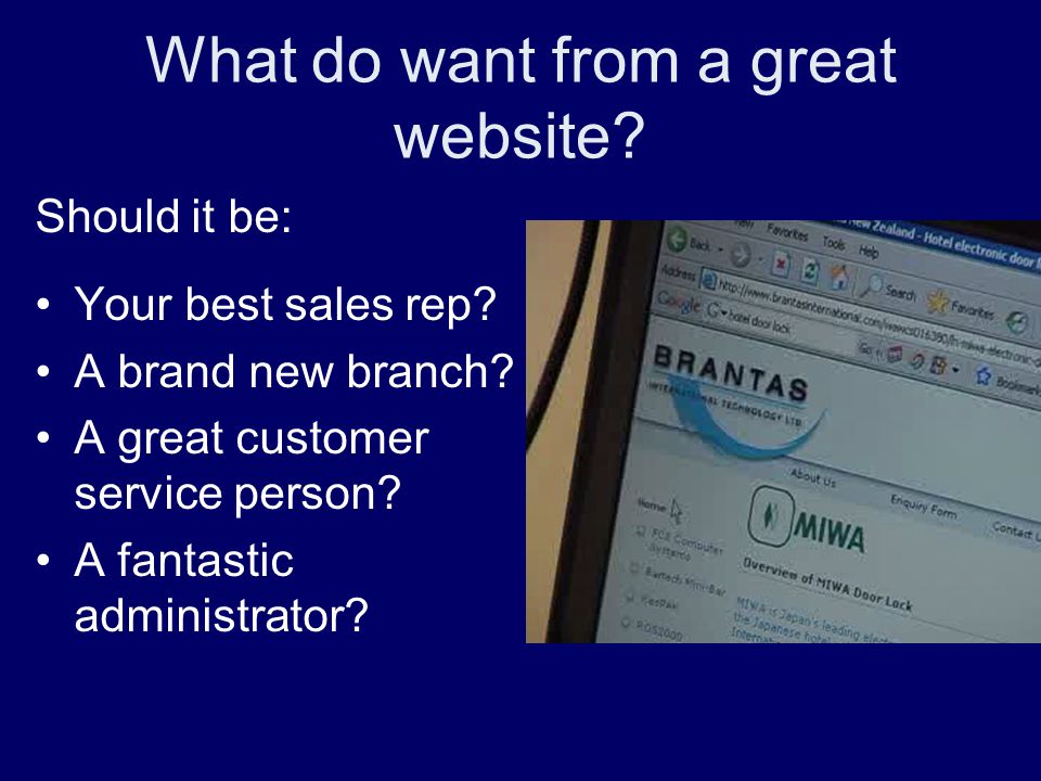 What do want from a great website. Should it be: Your best sales rep.