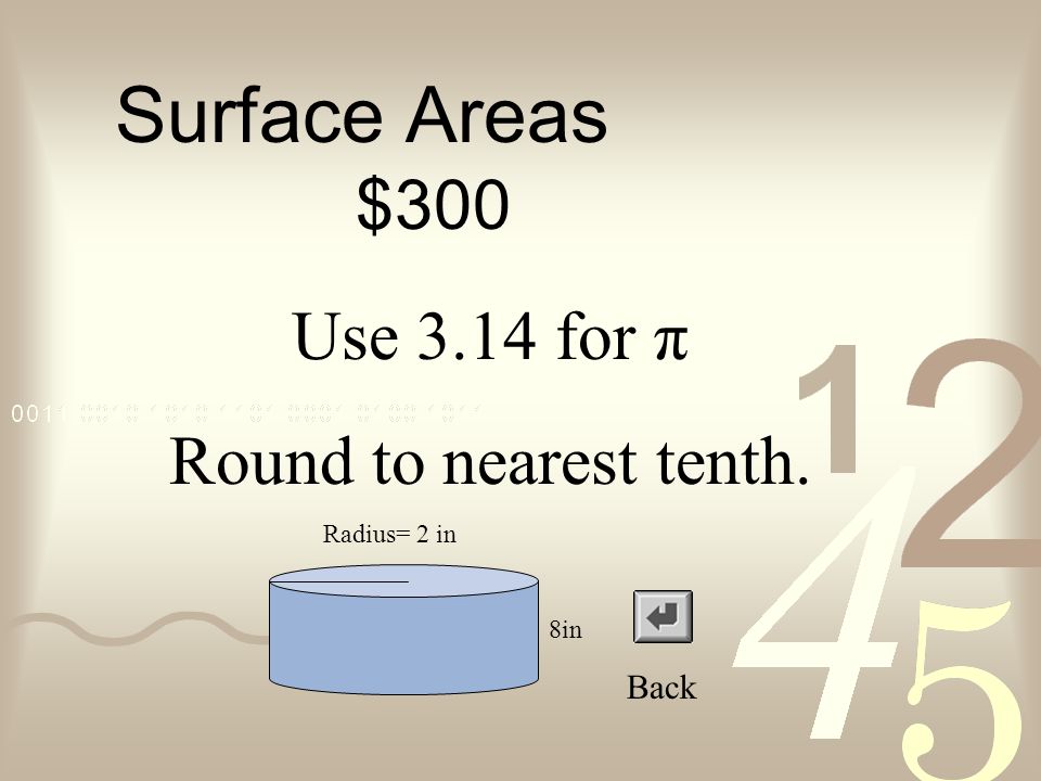$200 Back Surface Areas 22in 5in 10in