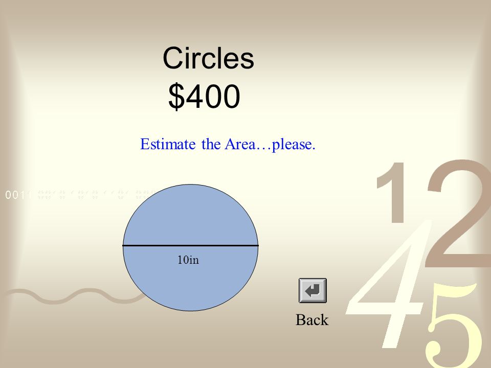 Circles $300 Back 12 in Find the Circumference: (round to nearest whole)