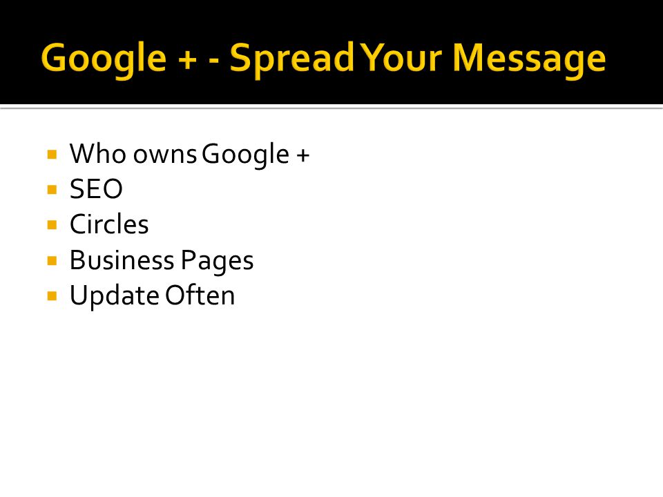  Who owns Google +  SEO  Circles  Business Pages  Update Often