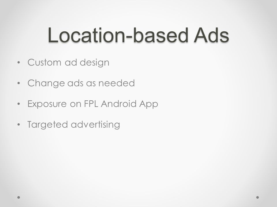 Package Kickers Location-based advertising Video Tour of restaurant FPL Live Menu