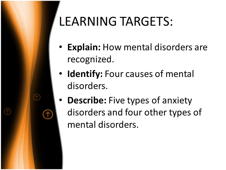 LEARNING TARGETS: Explain: How mental disorders are recognized.