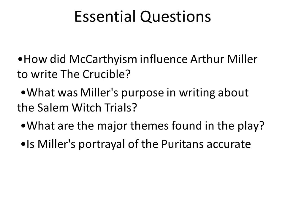 the crucible arthur miller essay questions essay questions for the crucible