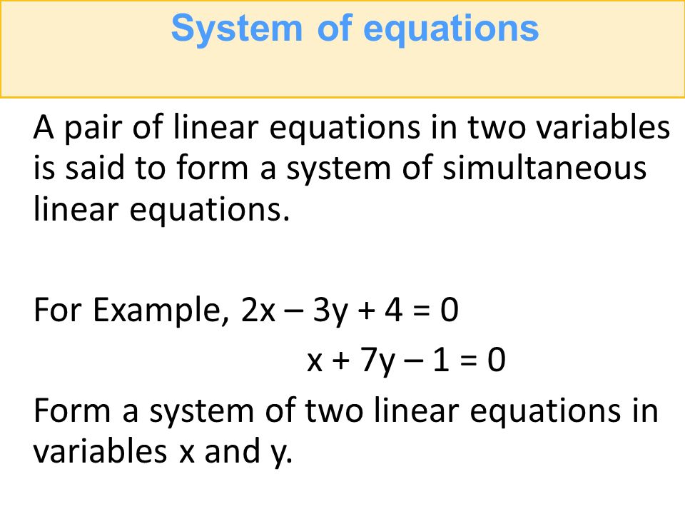 Definition Of System Linear Equations Talkchannels System Of Linear Equations Definition Math Glossary