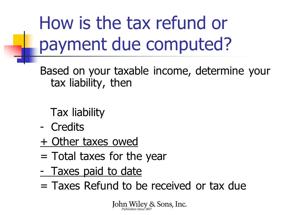 How is the tax refund or payment due computed.