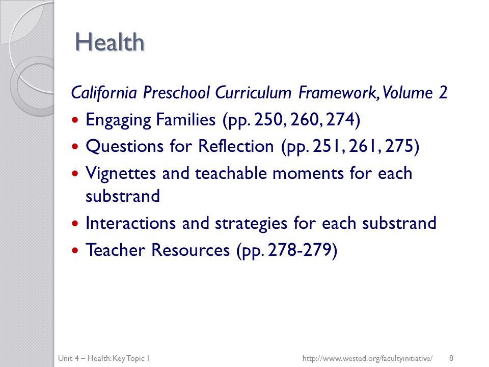 Health California Preschool Curriculum Framework, Volume 2 Engaging Families (pp.