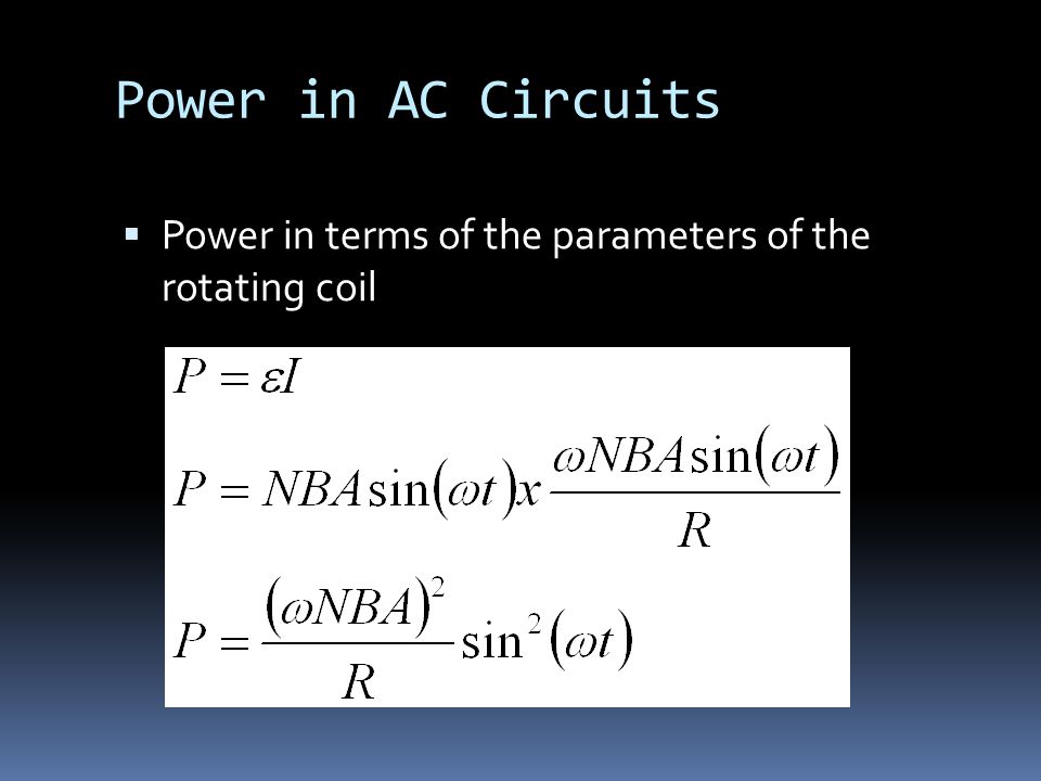  Power in terms of the parameters of the rotating coil