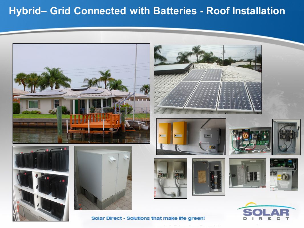 Hybrid– Grid Connected with Batteries - Roof Installation