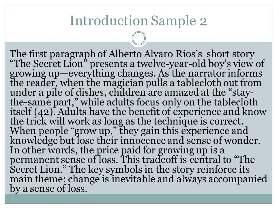 Literary Analysis Essay Example Short Story
