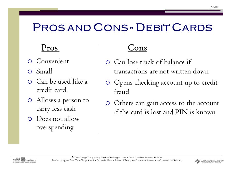 © Take Charge Today – May 2006 – Checking Account & Debit Card Simulation – Slide 10 Funded by a grant from Take Charge America, Inc.