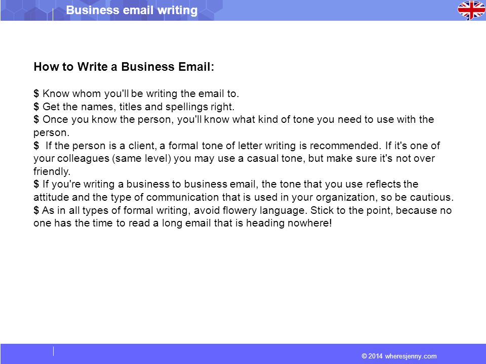 how to write a business email